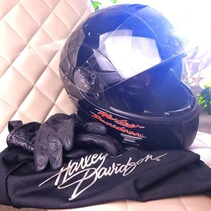 Vintage Harley-Davidson Black Sun Shield Modular Helmet | Motorcycle Helmet